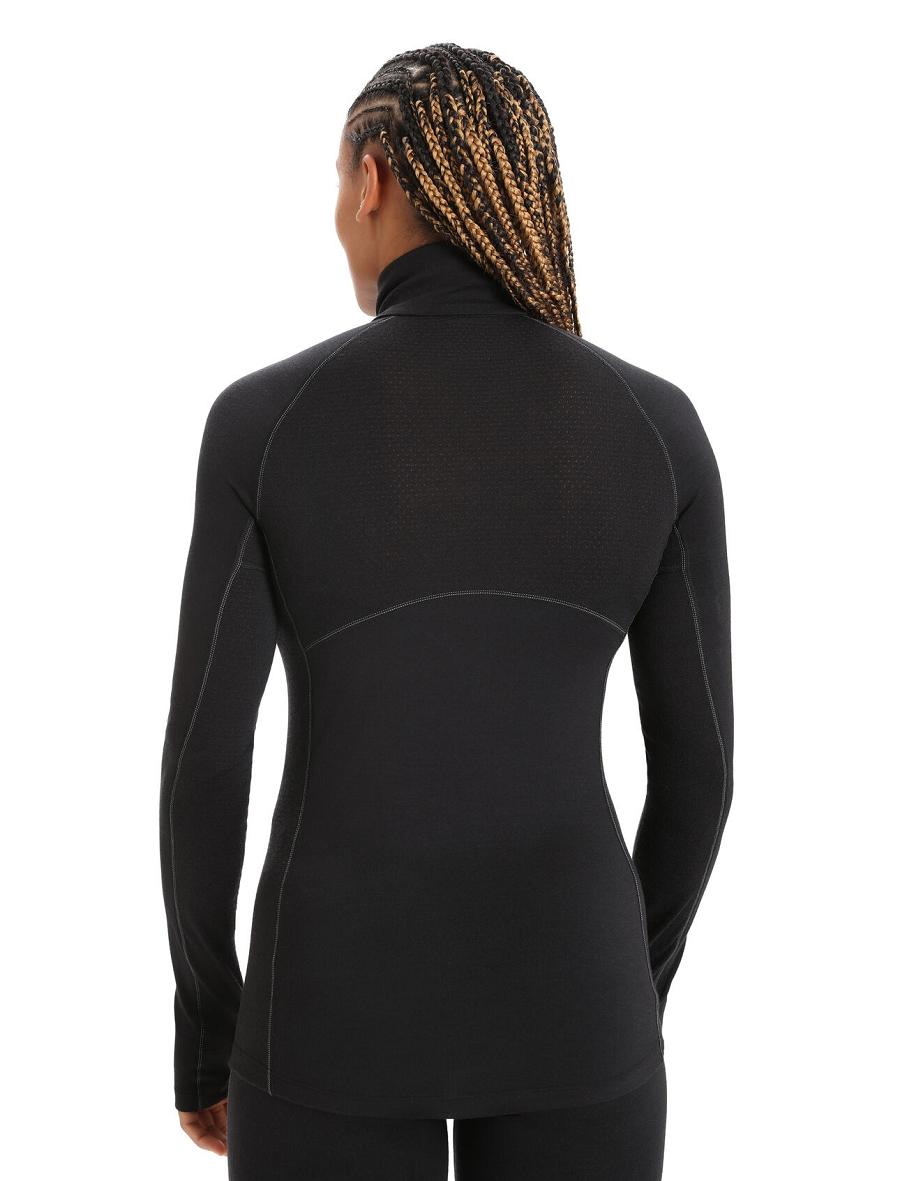 Icebreaker BodyfitZone™ Merino 200 Zone Thermal Long Sleeve Half Zip Top Naisten Base Layers Mustat | FI 1867KORI